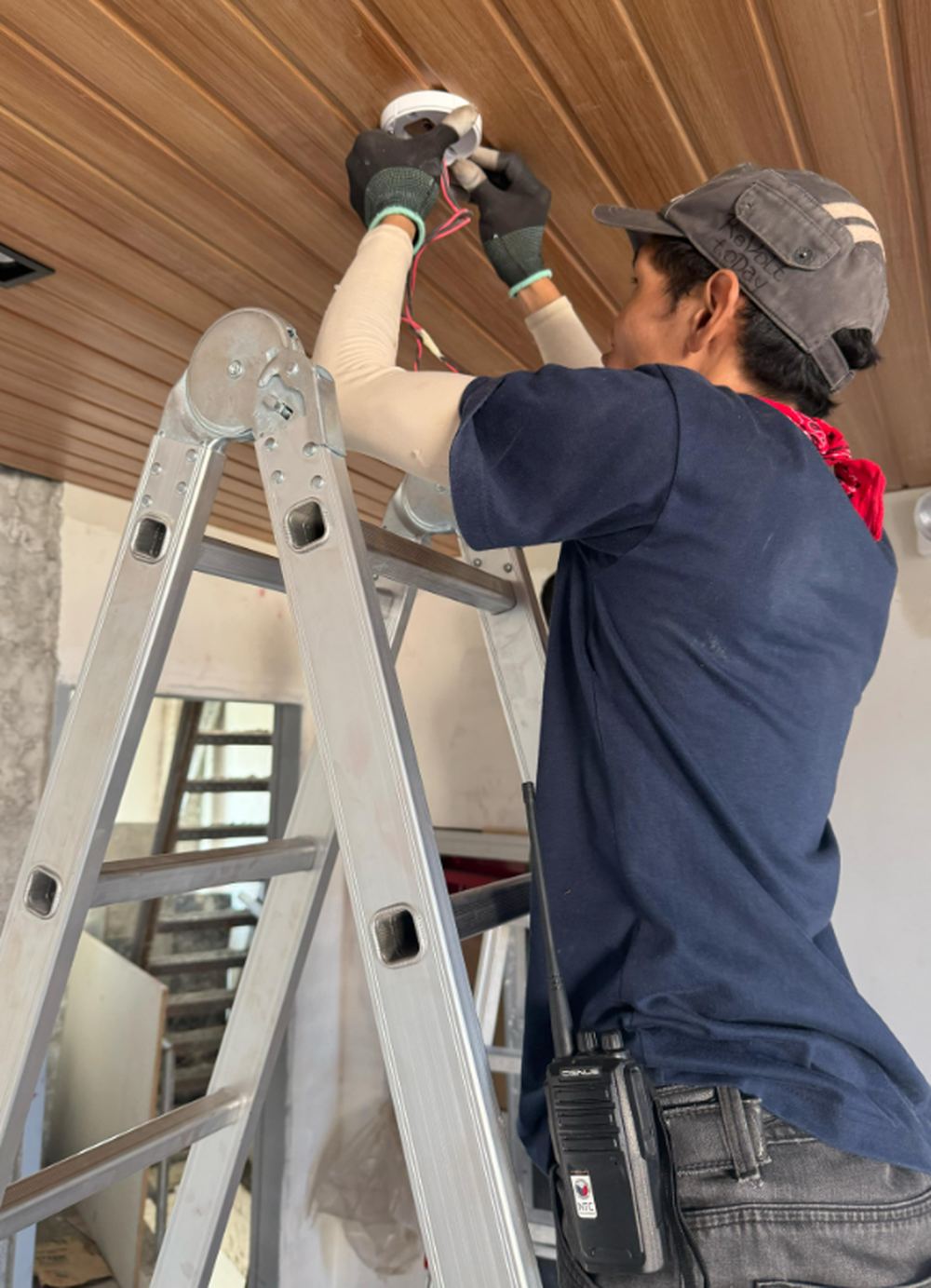 Ceiling-mounted device installation